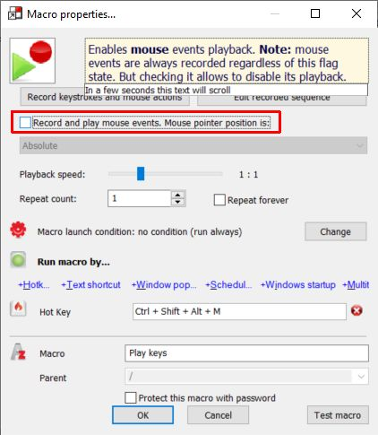 Open Hot Keyboard and create Record/Play macro